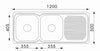 1200mm Grande Double Bowl Sink