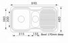 890mm Ariette 1&1/4 Bowl Sink