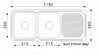 1180mm Ariette Double Bowl Sink